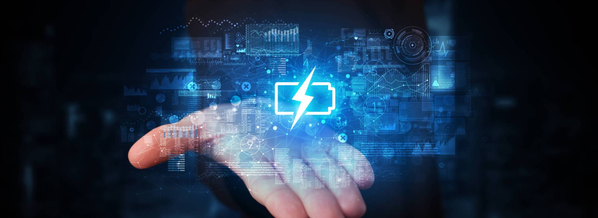 Elegant hand holding battery with full of energy